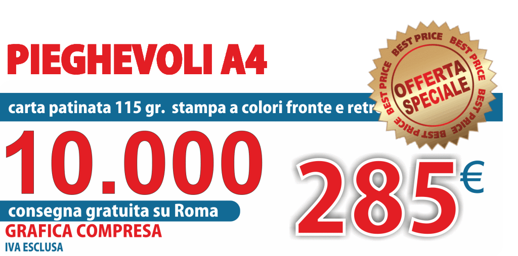 offerte promozionali e prezzi di pieghevoli a4 scontati a roma